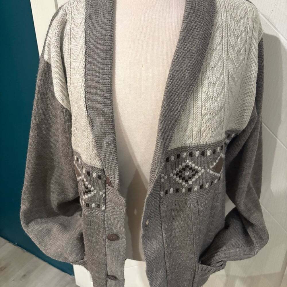 Vintage Style Aztec‎ Fair Isle cardigan/Equestrian/ layering/ Eclectic Grandpa